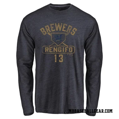 Navy Men's Luis Rengifo Milwaukee Brewers Base Runner Long Sleeve T-Shirt -
