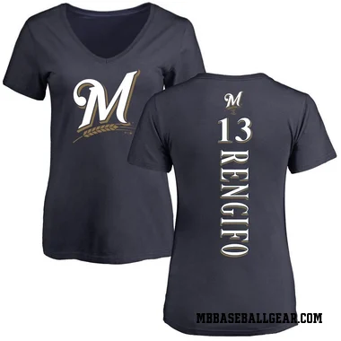 Navy Women's Luis Rengifo Milwaukee Brewers Backer Slim Fit T-Shirt -